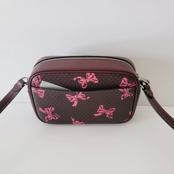 COACH Mini Jamie Crossbody Bag Merlot & Pink Bow print NWT - Picture 4 of 6